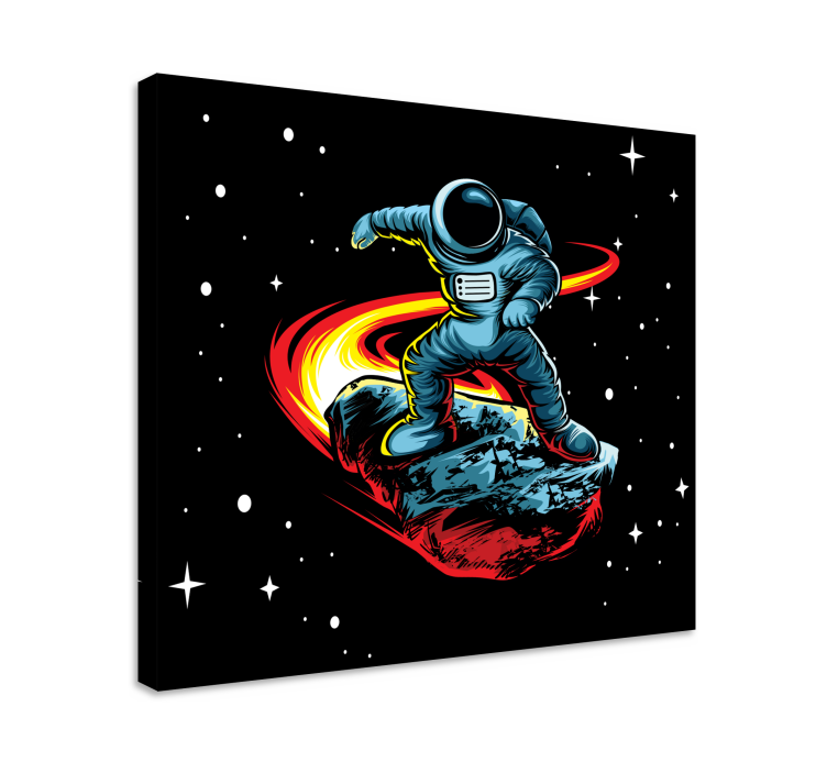Wandbild gaming astronaut auf asteroid surfen - TenStickers