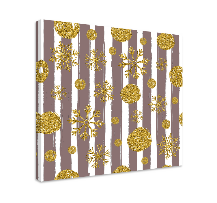 Leinwandbild ornament goldene schneeflocken muster - TenStickers
