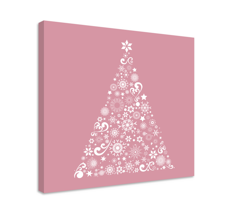 Leinwandbild Weihnachten Festlicher weihnachtsbaum auf rosa - TenStickers
