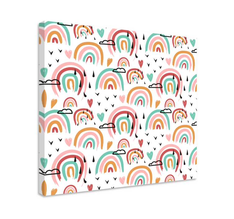 Leinwandbild kinder mit verspieltem regenbogenmuster - TenStickers