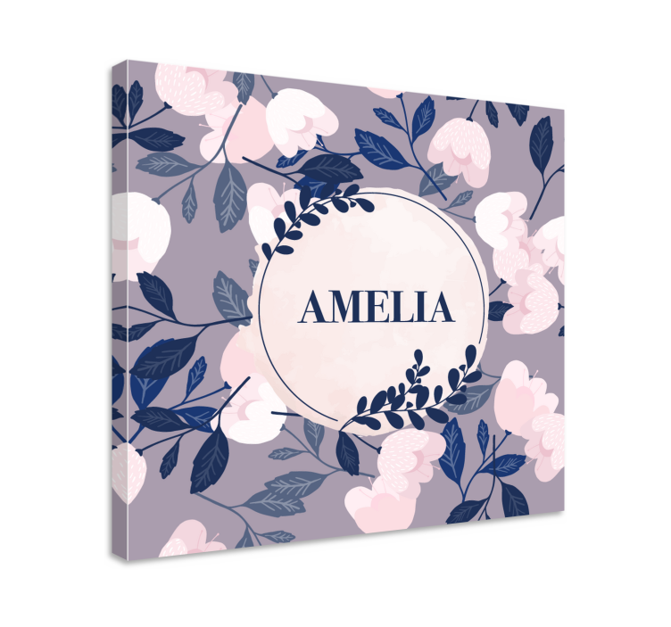 Leinwandbild mit floralem design und namen - TenStickers