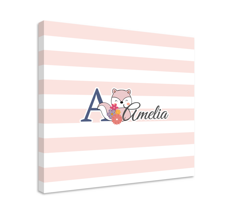 Leinwandbild babys mit niedlicher fuchs-personalisierung - TenStickers