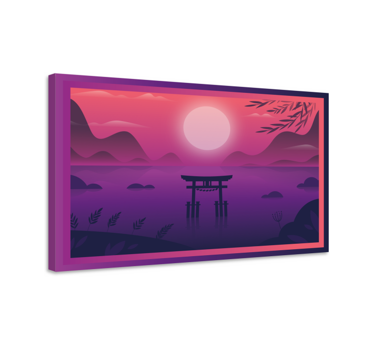 Leinwandbild Oriental sonnenuntergang torii tor - TenStickers