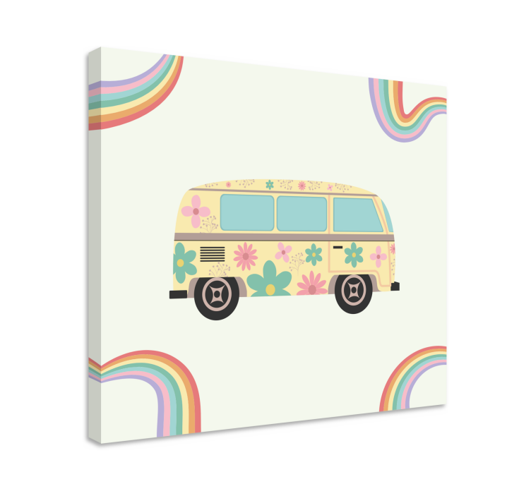 Leinwandbild blumen-retro-van - TenStickers