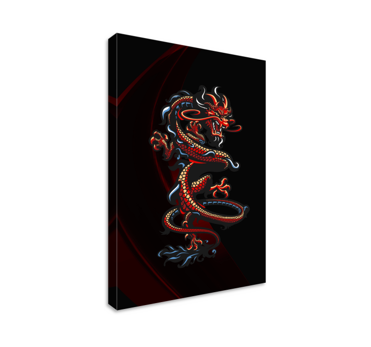 Wandbild Tier Dunkler zusammengerollter drache - TenStickers