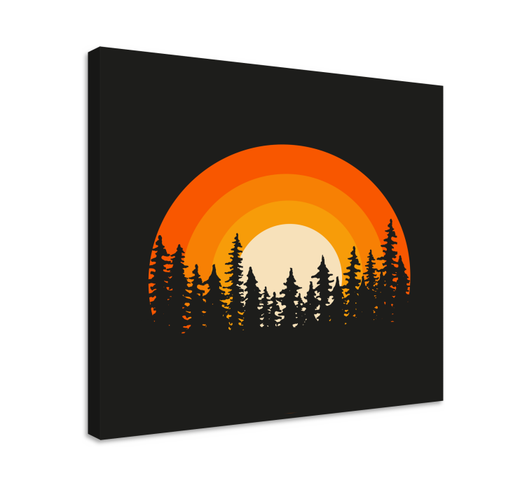 Wandbilder landschaft stilisierte sonnenuntergangsilhouette - TenStickers