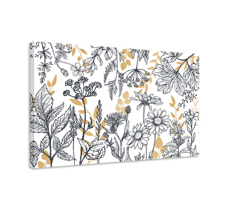 Leinwandbild Blume Variante "glamour floral" mit gold - TenStickers