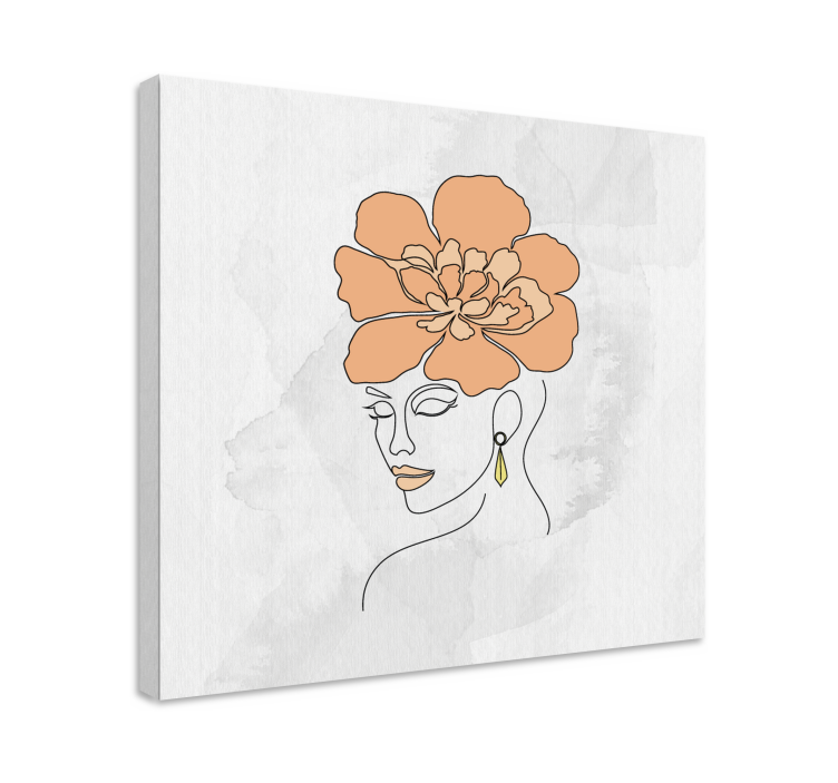 Kunst auf leinwand elegantes florales porträt - TenStickers