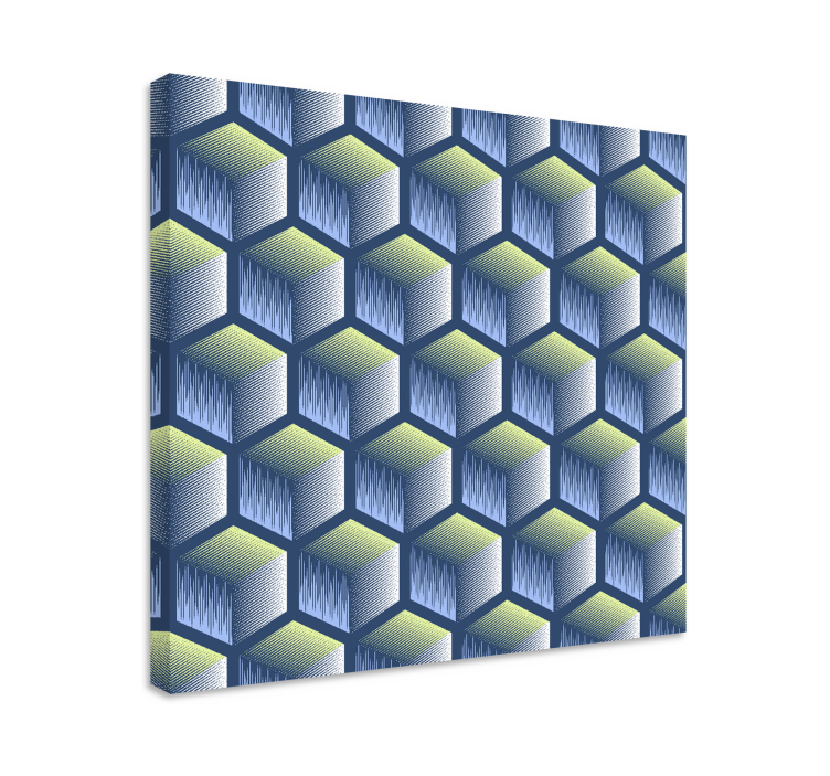 Geometrische wandbilder im hexagonalen würfelmuster - TenStickers