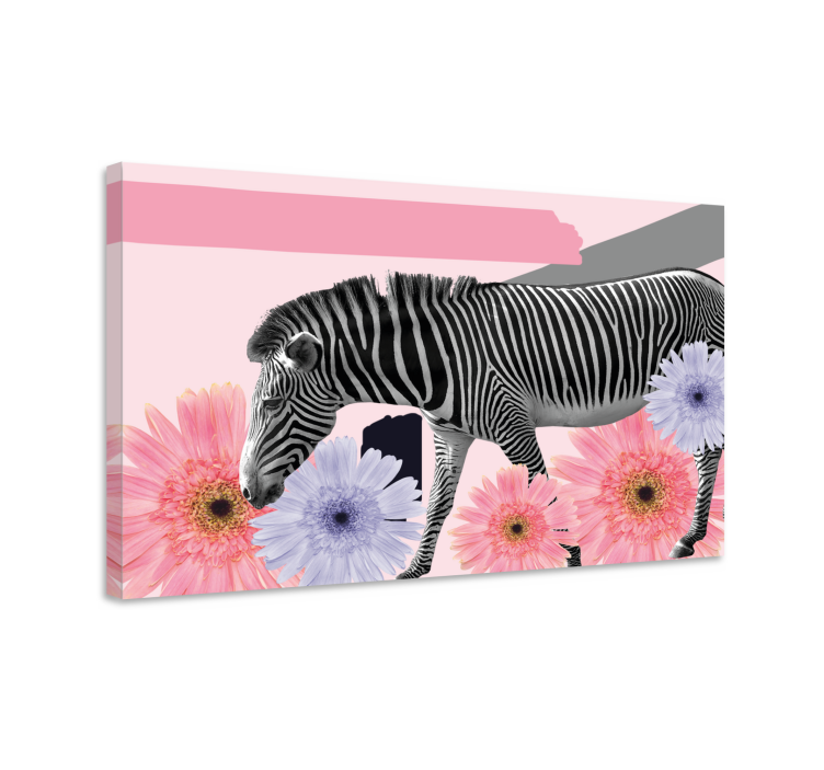 Wandbild tier zebra zwischen blumen - TenStickers