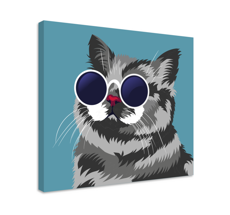 Wandbilder modern Lustiges gemälde einer grauen katze - TenStickers