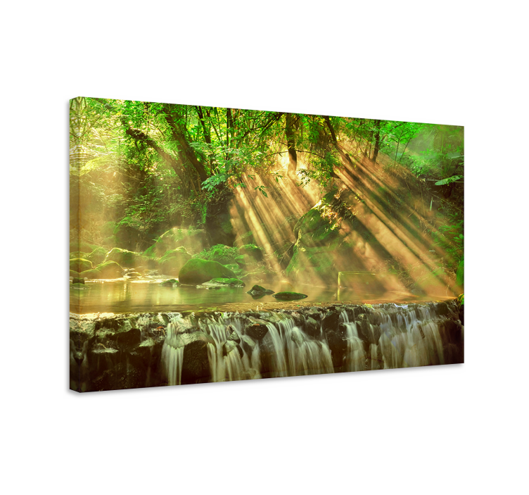 Wandbilder Landschaft Malerischer wald kleiner wasserfall - TenStickers