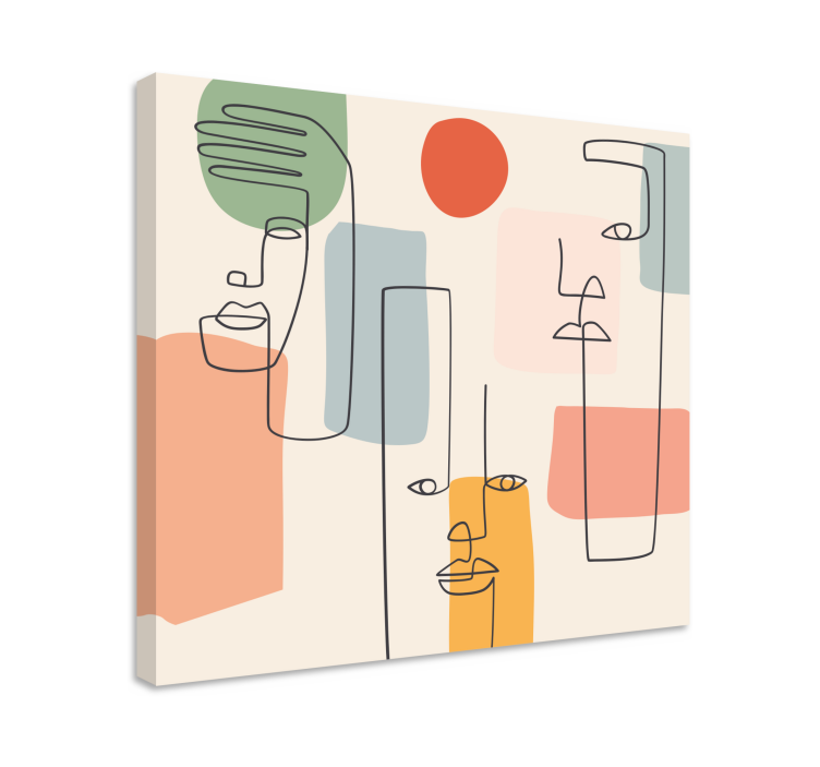 Leinwandbild abstrakt minimalistische liniengesichter - TenStickers