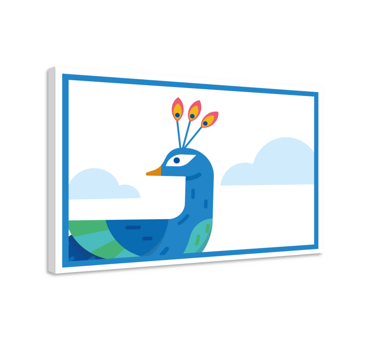 Wandbild Tier stilisierter blauer pfau - TenStickers