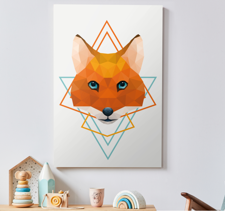 3d leinwandbild polygonales fuchs-kopfdesign - TenStickers