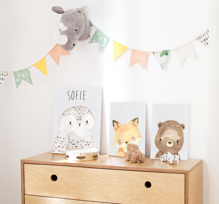 Leinwandbild kinderzimmer lächelnder fuchs mit namen - TenStickers