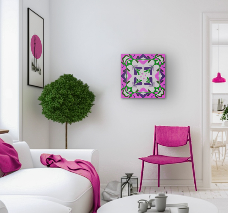 Wandbilder Vintage pink Hydraulische Fliesen - TenStickers