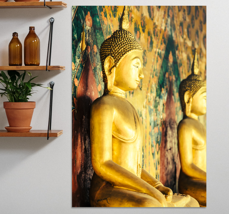 Buddha bilder leinwand mit goldenen buddha figuren - TenStickers