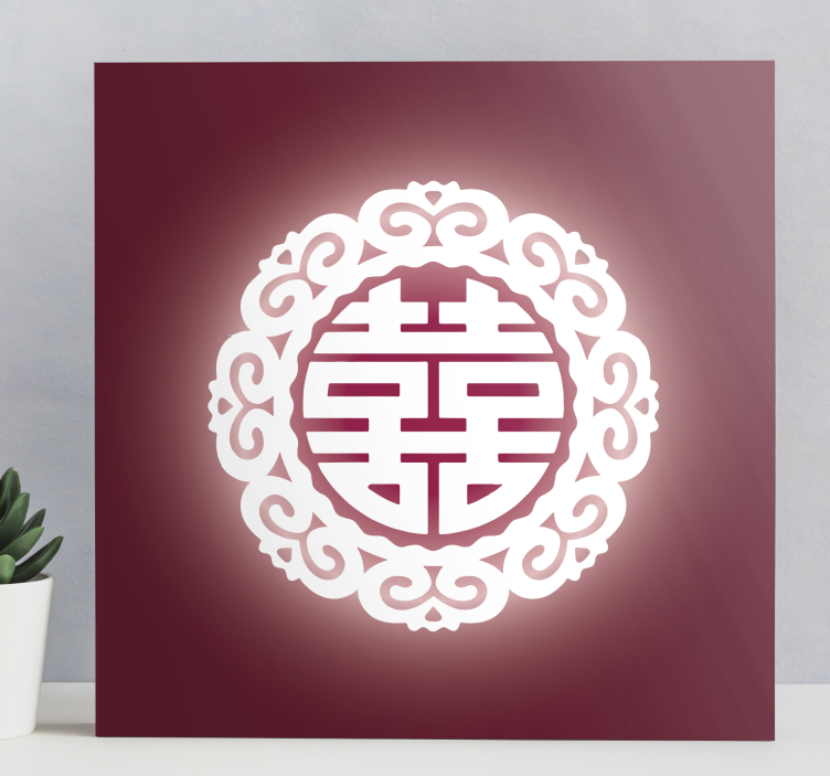 Buddha bilder leinwand mit rotem chinesischen symbol - TenStickers