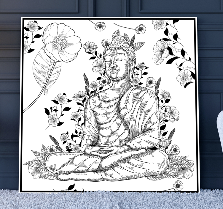 Wandbild Buddha Buda blanco y negro - TenStickers