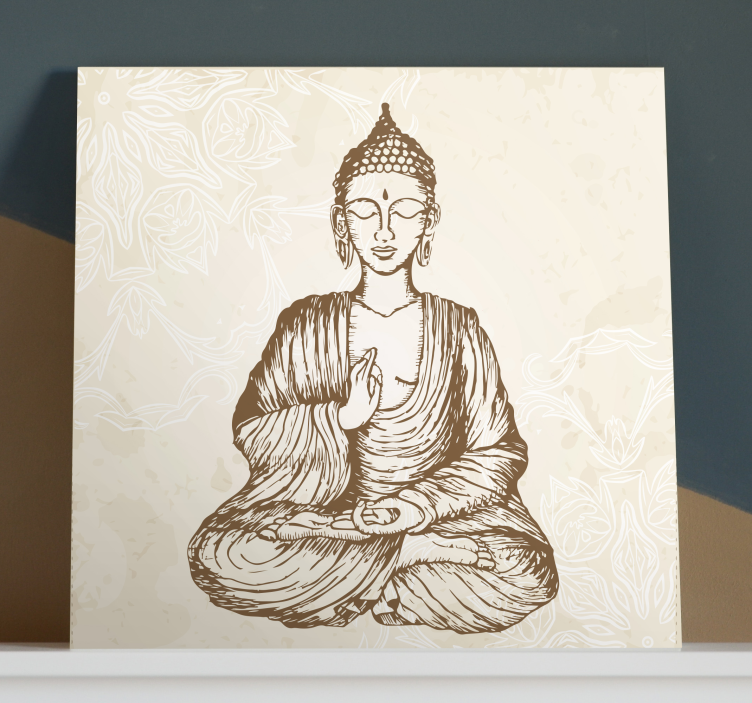 Wandbild Buddha Buda vintage blumen - TenStickers