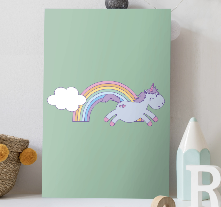 Einhorn wandbild fröhliches einhorn springen - TenStickers