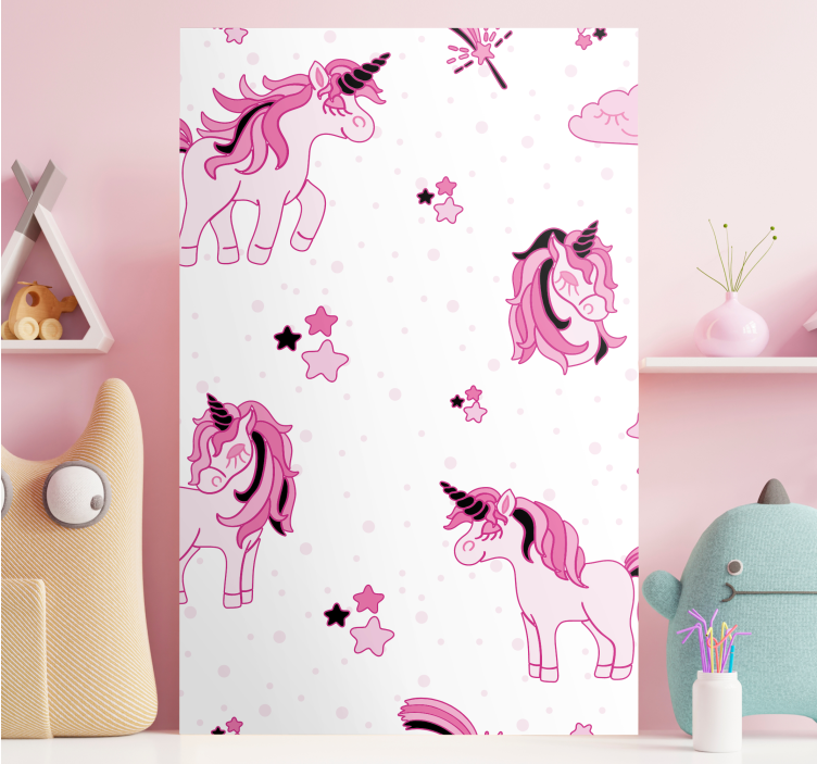 Einhorn wandbild mit niedlichen einhornmustern - TenStickers