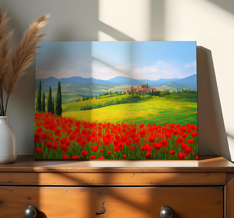 Wandbilder Landschaft rote blumen feld - TenStickers