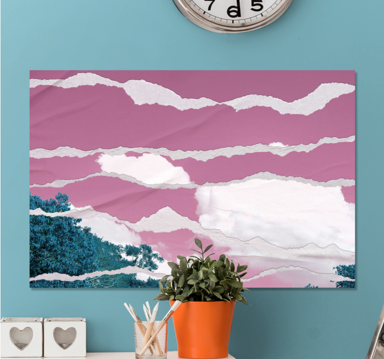 Wandbilder Landschaft farben über rosa horizont - TenStickers