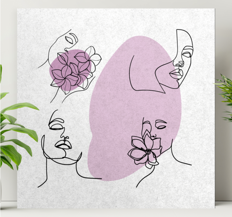 Leinwandbild abstrakte blumen gesichter - TenStickers