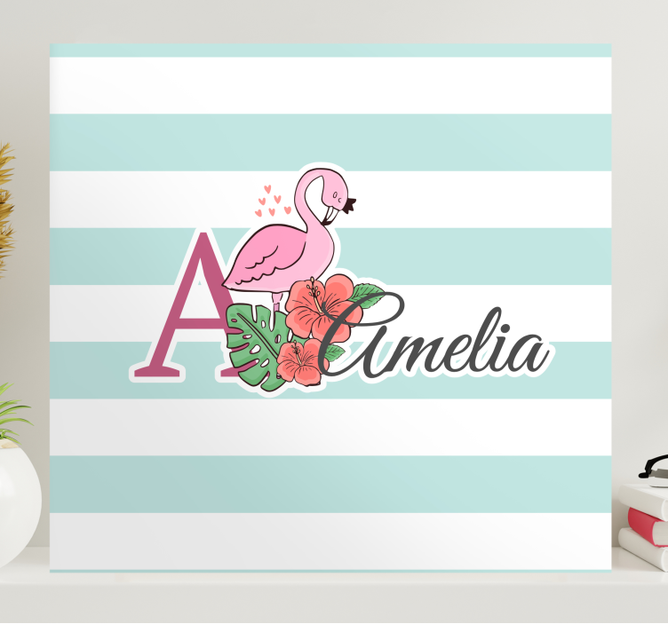 Leinwandbild babys mit personalisiertem flamingo-detail - TenStickers