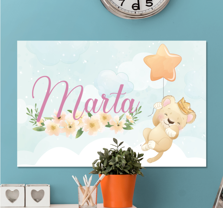 Leinwandbild babys süßer löwe mit ballon - TenStickers