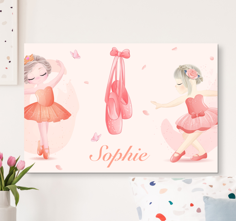 Wandbild Ballerina Bailarinas tríptico con nombre - TenStickers