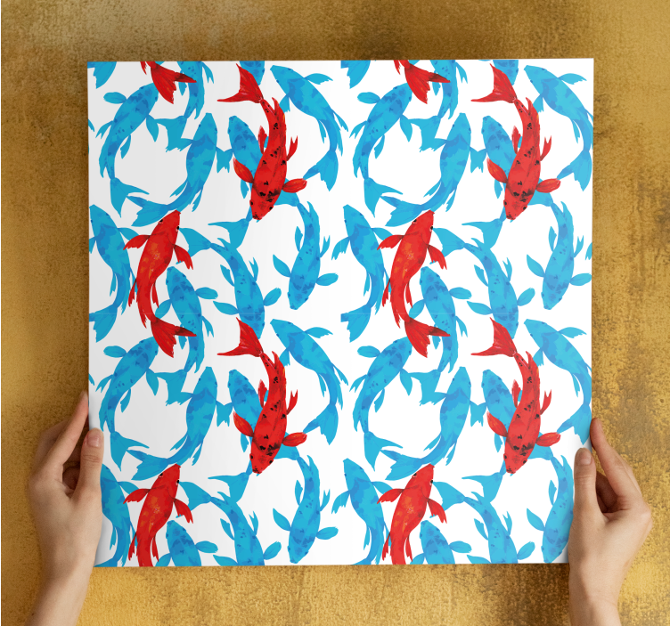 Wandbild Fische Rote fische schwimmen aquarell - TenStickers