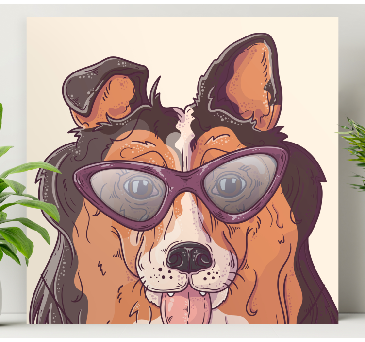 Wandbilder Hunde Hund mit brille - TenStickers