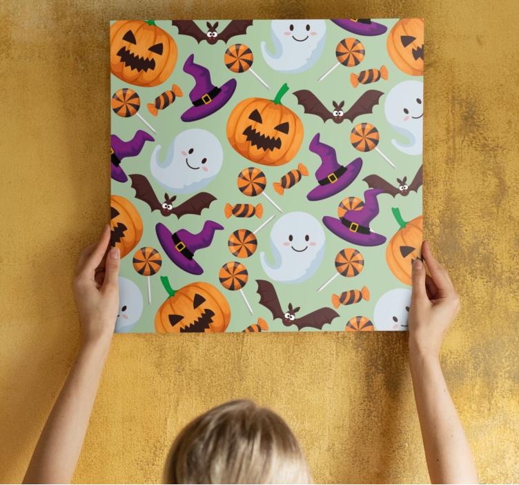 Leinwandbild jugendliche mit verspielten halloween-elementen - TenStickers