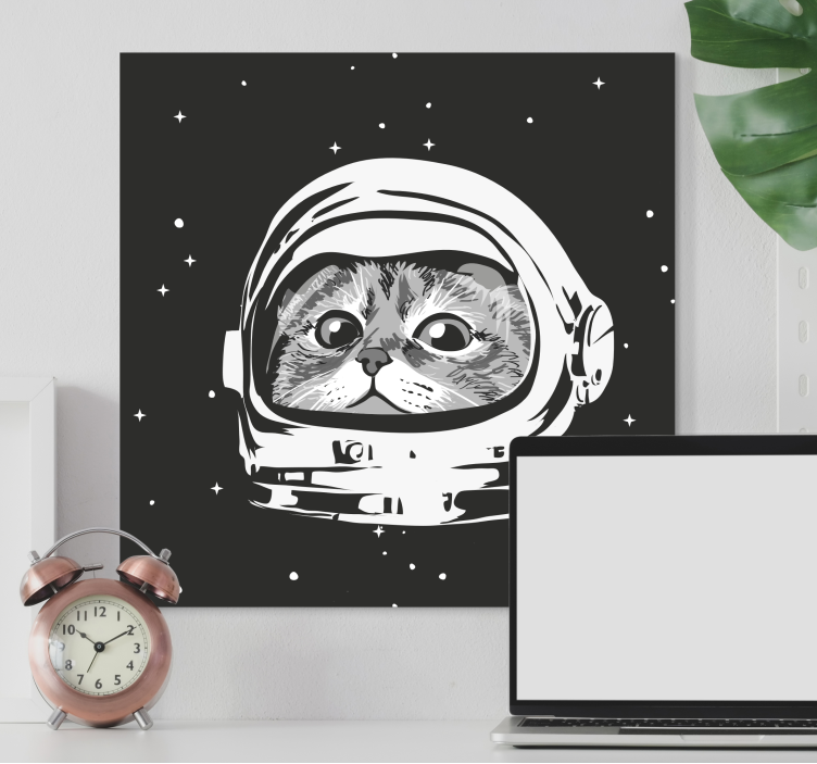 Wandbilder Katzen schwarz-weiß-astronaut - TenStickers