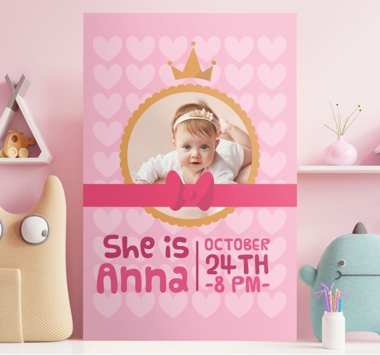 Leinwandbild personalisiert Benutzerdefiniertes foto rosa baby - TenStickers