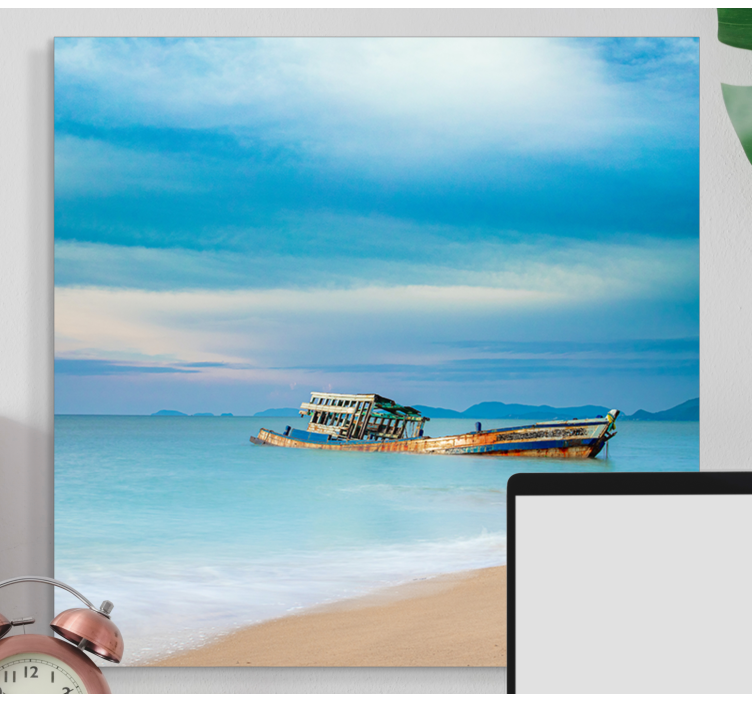Wandbilder Landschaft Boot am strand - TenStickers