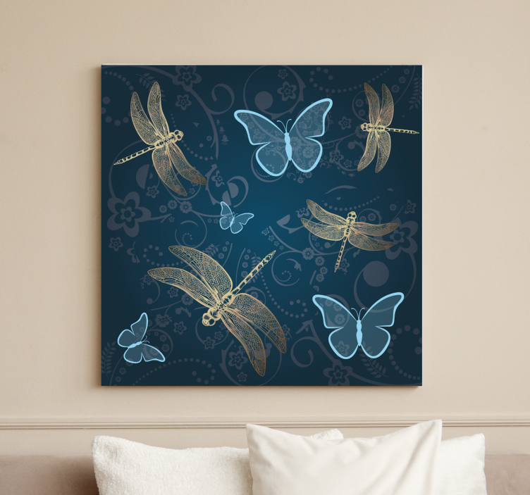 Wandbild Libelle Schmetterlinge in blau mit - TenStickers