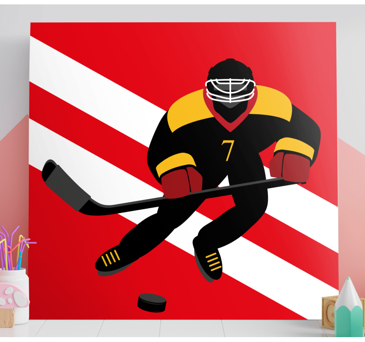 Leinwandbild Person Rotes und gelbes eishockey - TenStickers