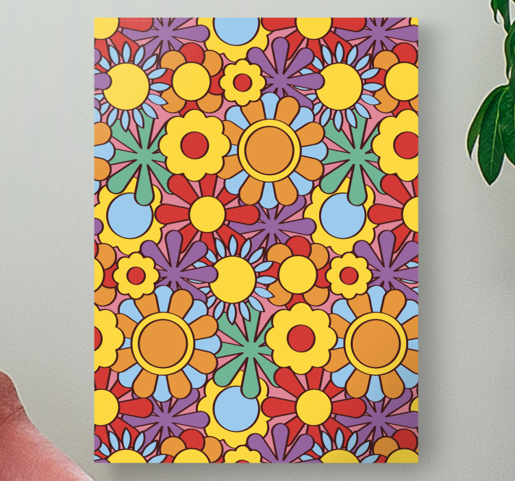 Leinwandbild mit lebhaftem blumenmuster - TenStickers