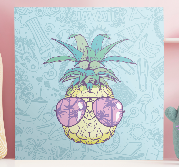 Leinwandbild obst ananas mit sonnenbrille - TenStickers
