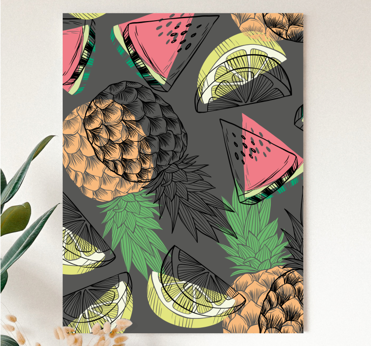Leinwandbild obst mit tropischem ananas-motiv - TenStickers