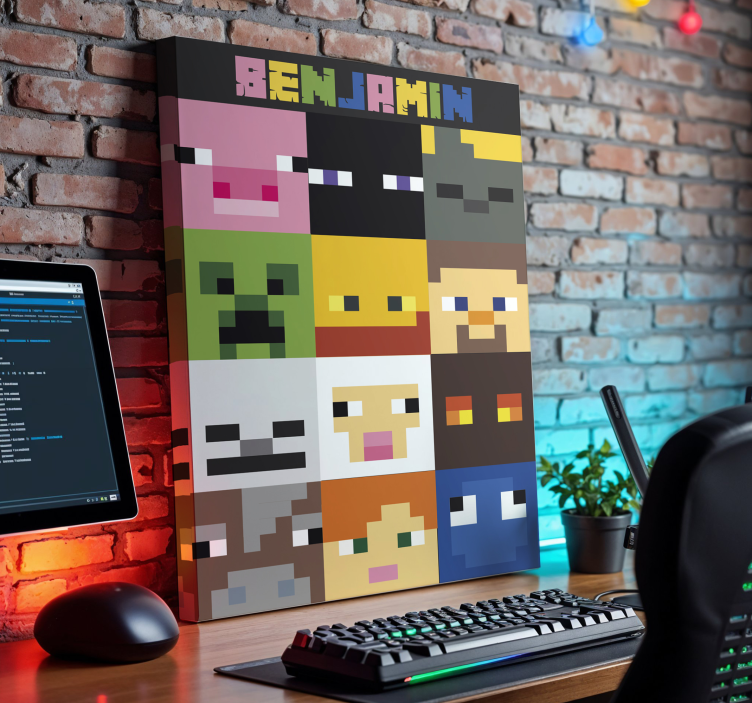 Leinwandbild personalisiert gaming-gepixelte gesichter - TenStickers