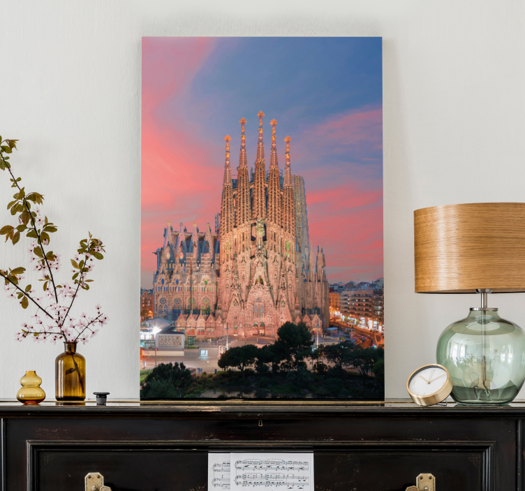 Leinwandbild sagrada familia bei sonnenuntergang - TenStickers