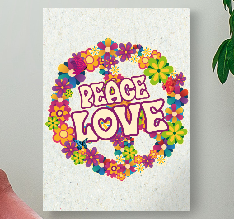 Wandbilder Sprüche blumenkrone mit frieden und liebe - TenStickers