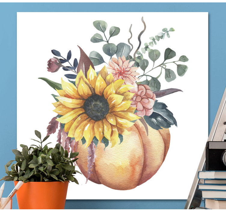 Leinwandbild Obst Tote sonnenblume und kürbis - TenStickers