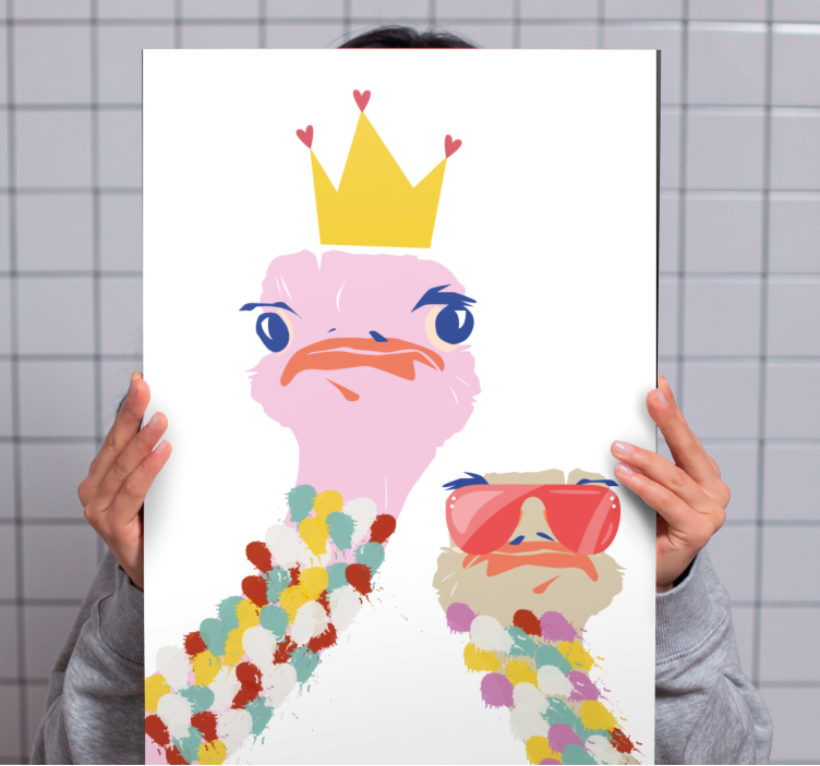 Wandbild Tier gekrönter strauß - TenStickers