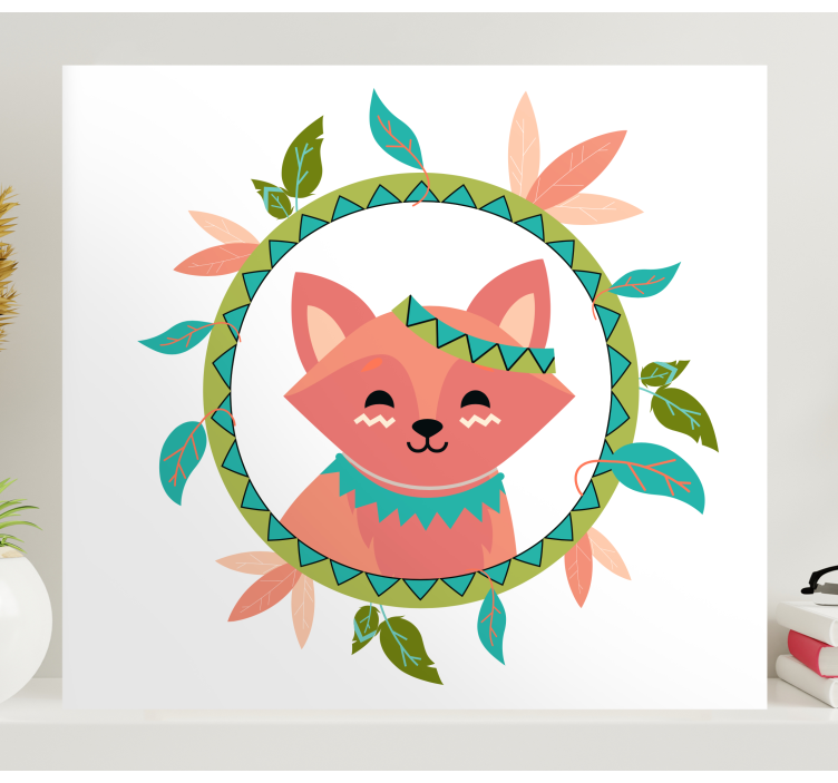 Wandbild Tier Nordischer rosa fuchs - TenStickers